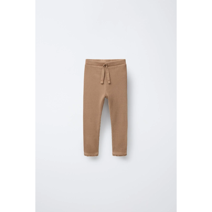 ЛЕГИНСЫ ИЗ РИФЛЕНОГО ТРИКОТАЖА С КРУЖЕВОМ