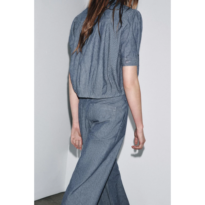 ДЖИНСОВАЯ РУБАШКА СО СКЛАДКАМИ — ZW COLLECTION