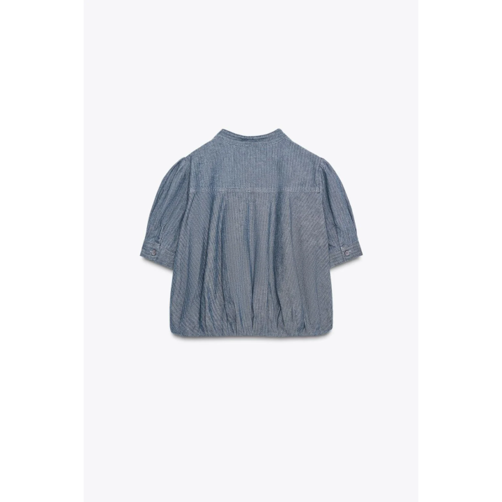 ДЖИНСОВАЯ РУБАШКА СО СКЛАДКАМИ — ZW COLLECTION