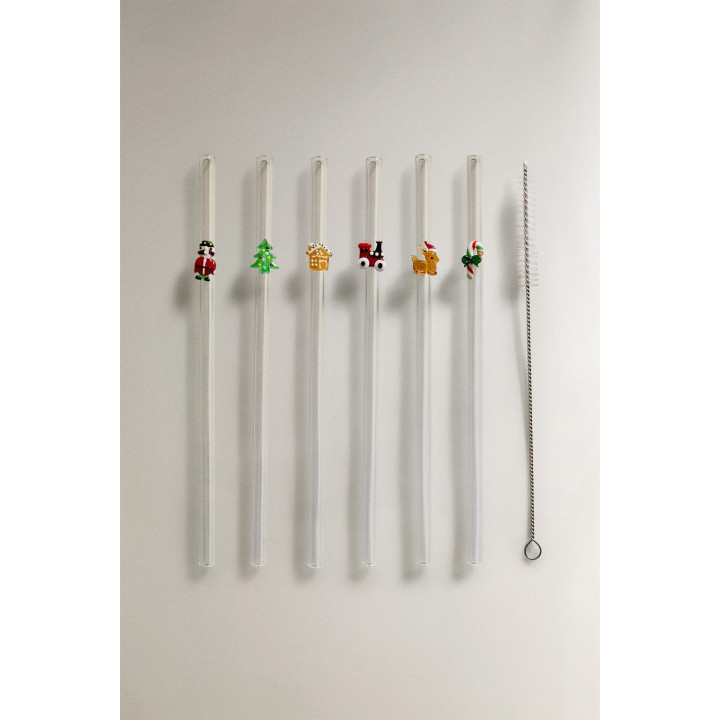 Набор стеклянных трубочек с рождественскими фигурами (набор из 6 штук)