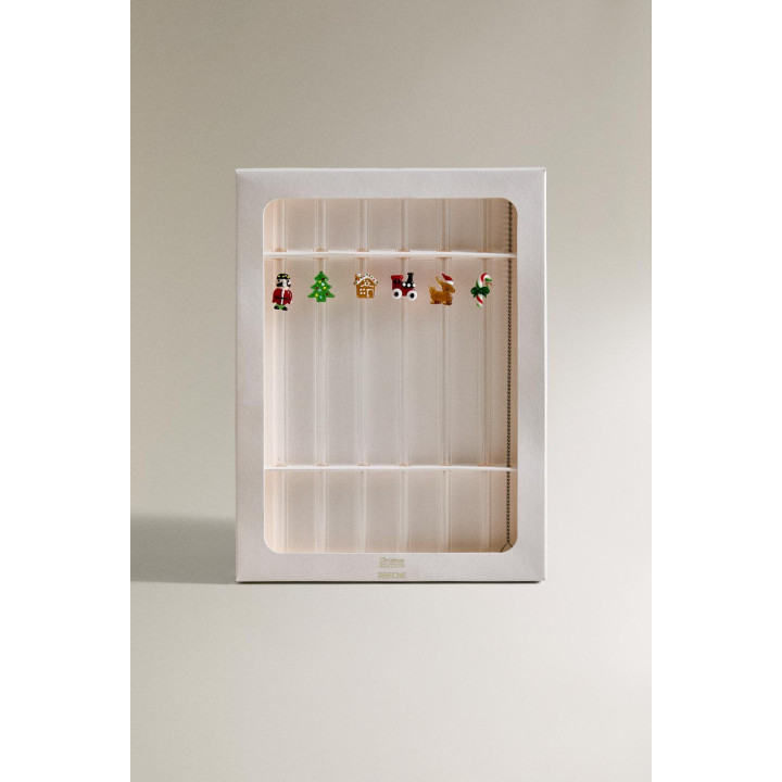 Набор стеклянных трубочек с рождественскими фигурами (набор из 6 штук)