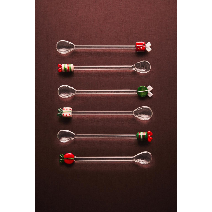 Набор рождественских стеклянных десертных ложек (набор из 6 штук)