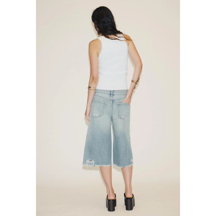 Джинсы-бермуды trf baggy с потертостями