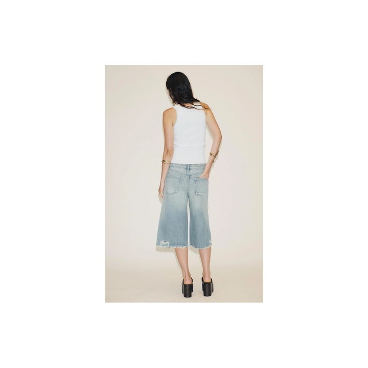 Джинсы-бермуды trf baggy с потертостями