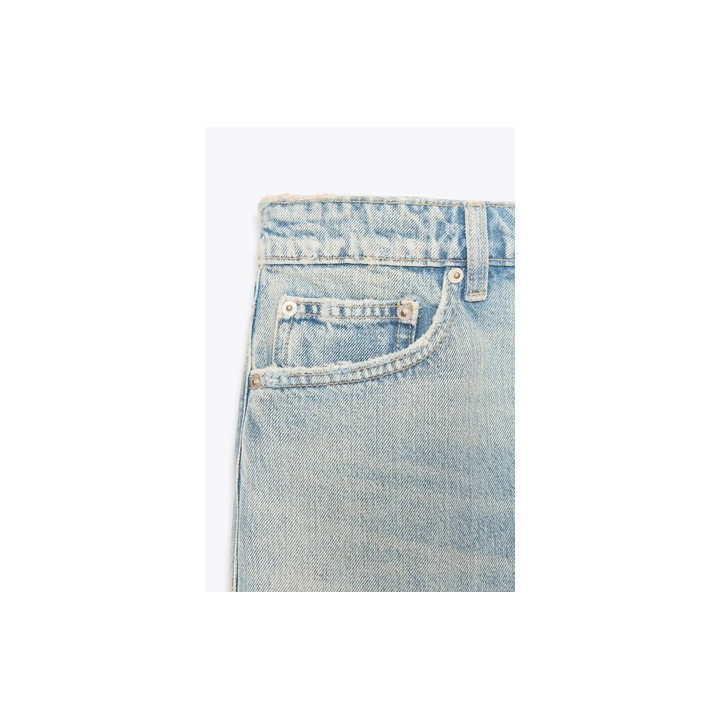 Джинсы-бермуды trf baggy с потертостями