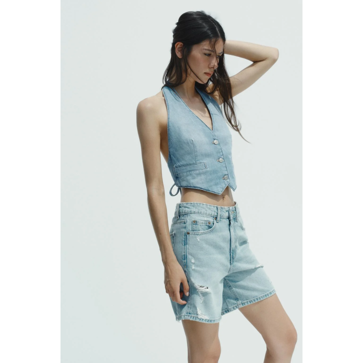 ДЖИНСОВЫЙ ТОП-ЖИЛЕТ TRF