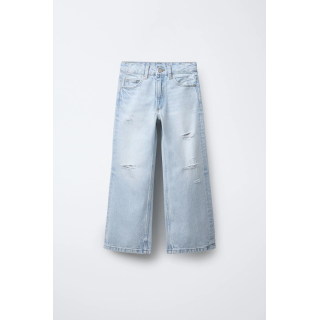 ДЖИНСЫ С ШИРОКИМИ ШТАНИНАМИ И РАЗРЕЗАМИ