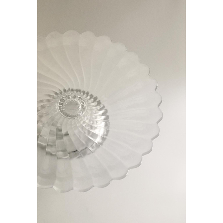 Прозрачный стеклянный тортовой поднос с полосками