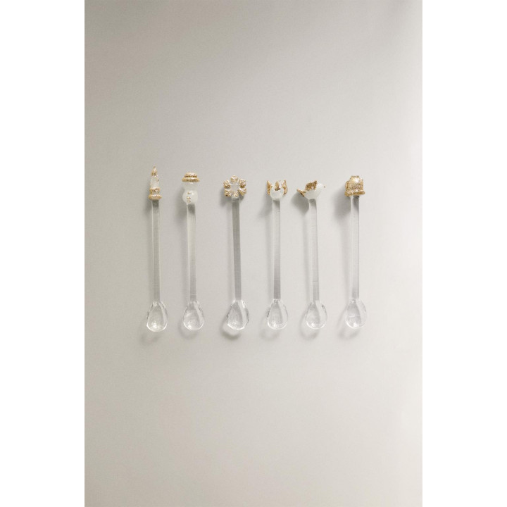 Набор блестящих стеклянных десертных ложек на рождественскую тематику (набор из 6)