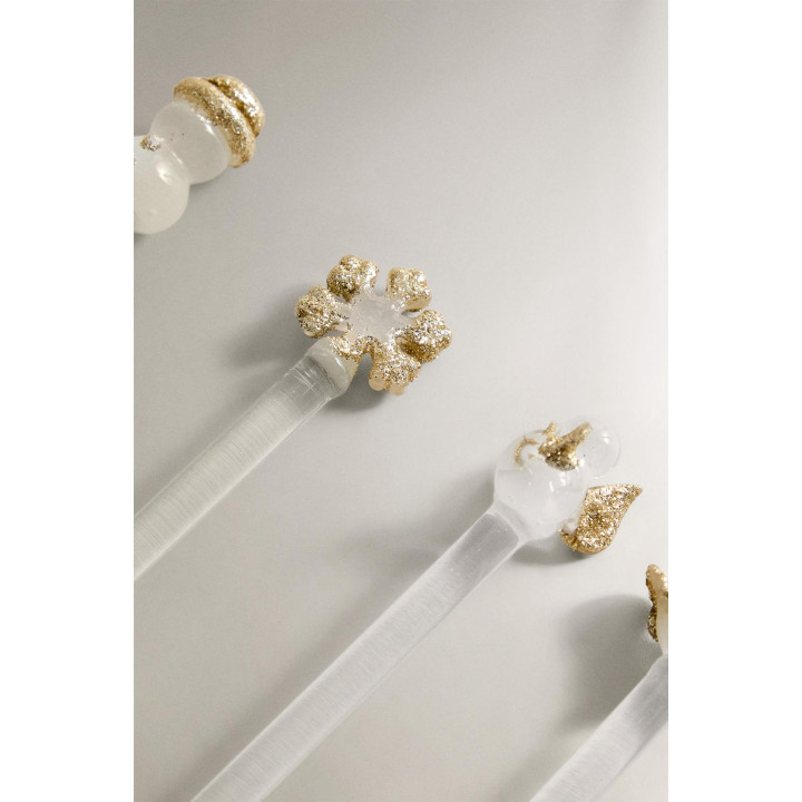 Набор блестящих стеклянных десертных ложек на рождественскую тематику (набор из 6)