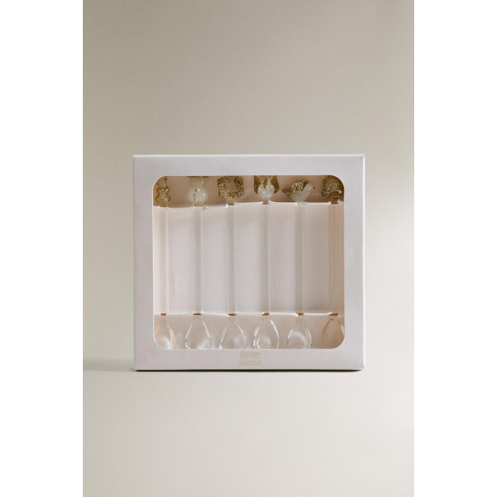 Набор блестящих стеклянных десертных ложек на рождественскую тематику (набор из 6)