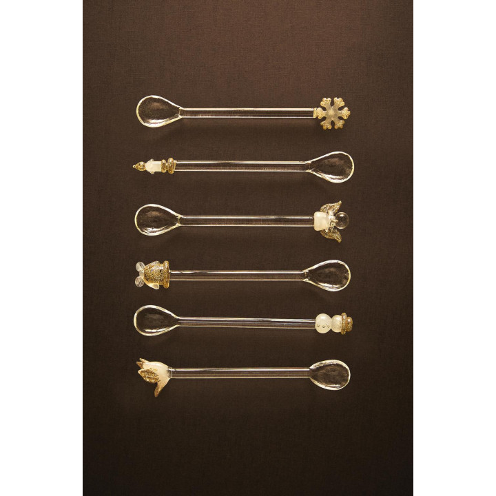 Набор блестящих стеклянных десертных ложек на рождественскую тематику (набор из 6)