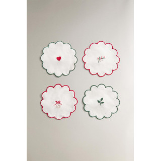 Набор вышитых рождественских подставок (набор из 4 штук)