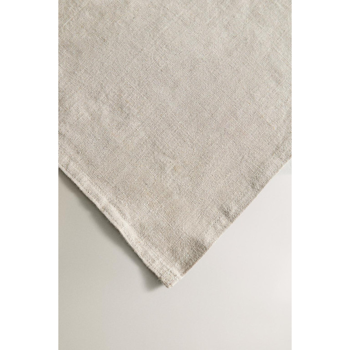 Льняная рождественская скатерть с зелеными листьями