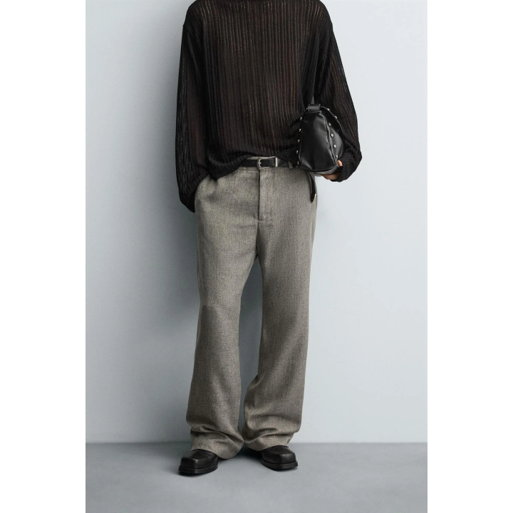 БРЮКИ FLARED FIT ИЗ РЕЛЬЕФНОЙ ТКАНИ