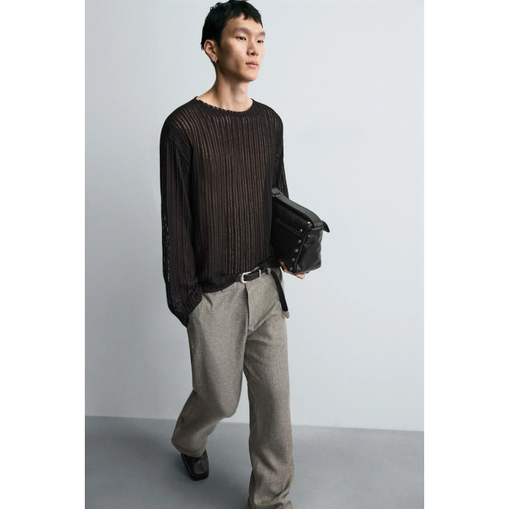 БРЮКИ FLARED FIT ИЗ РЕЛЬЕФНОЙ ТКАНИ