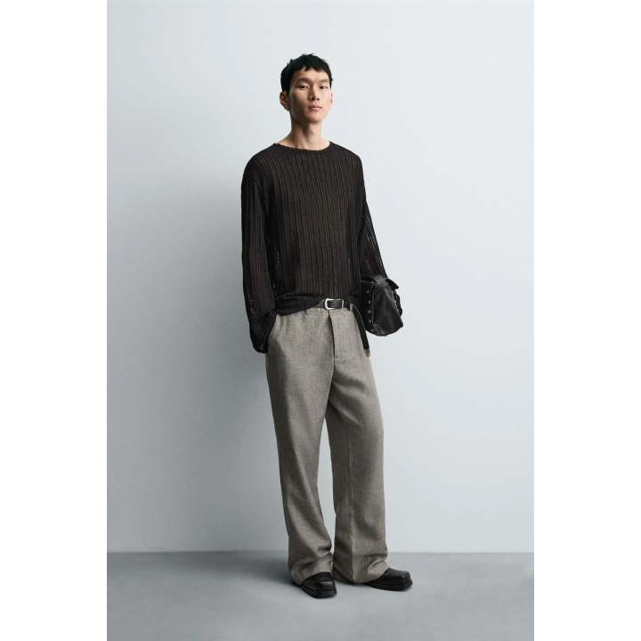 БРЮКИ FLARED FIT ИЗ РЕЛЬЕФНОЙ ТКАНИ