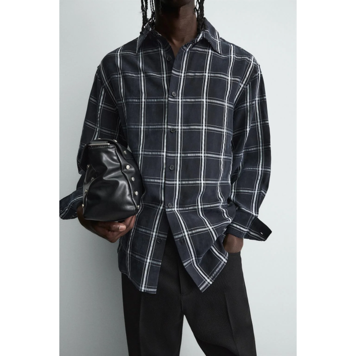 РУБАШКА СТРУЯЩЕГОСЯ ПОКРОЯ В КЛЕТКУ