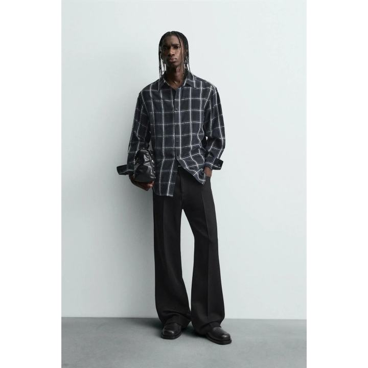 РУБАШКА СТРУЯЩЕГОСЯ ПОКРОЯ В КЛЕТКУ