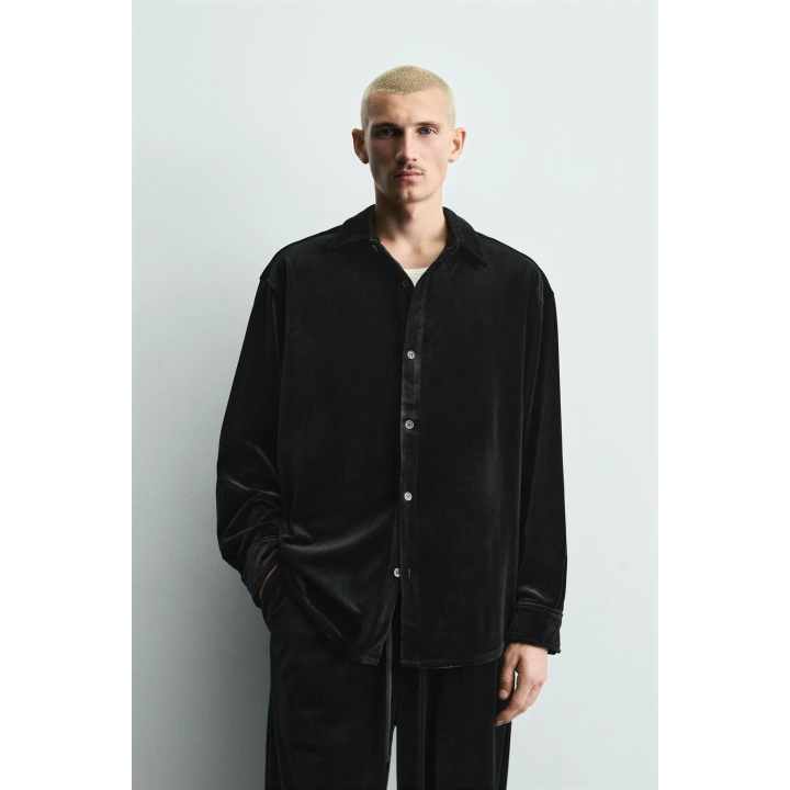 ВЕЛЬВЕТОВАЯ КУРТКА-РУБАШКА СВОБОДНОГО КРОЯ