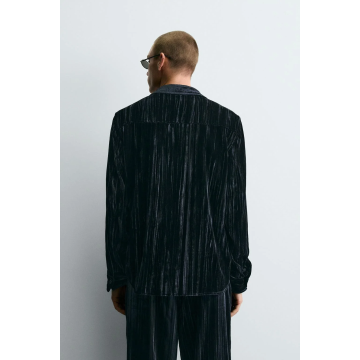 Рубашка-овершерт из плиссированного бархата
