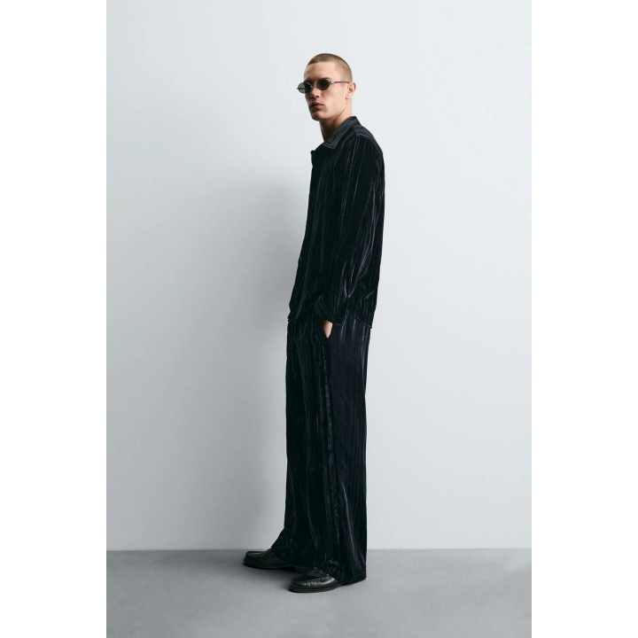 Рубашка-овершерт из плиссированного бархата