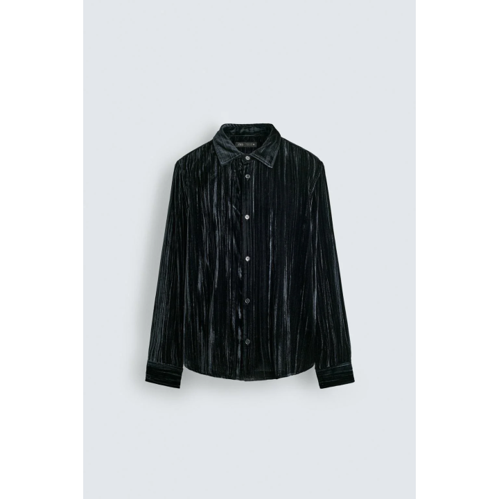 Рубашка-овершерт из плиссированного бархата