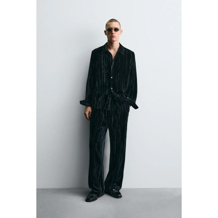 Рубашка-овершерт из плиссированного бархата