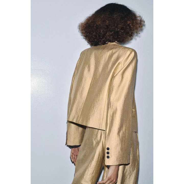 УКОРОЧЕННЫЙ БЛЕЙЗЕР ИЗ ТКАНИ С МЕТАЛЛИЧЕСКИМ БЛЕСКОМ — ZW COLLECTION