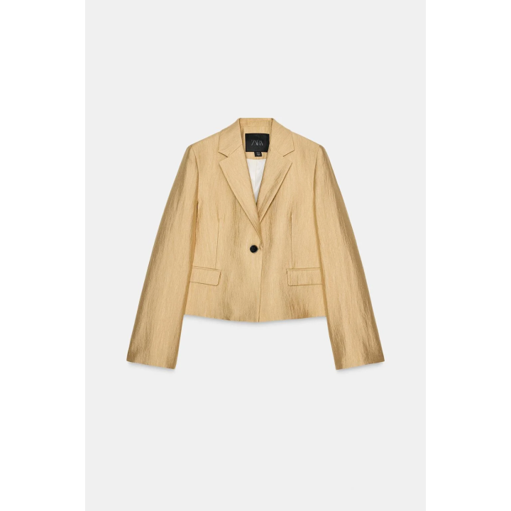 УКОРОЧЕННЫЙ БЛЕЙЗЕР ИЗ ТКАНИ С МЕТАЛЛИЧЕСКИМ БЛЕСКОМ — ZW COLLECTION