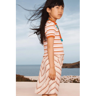 Юбка-миди в полоску из лимитированной коллекции из хлопка и льна