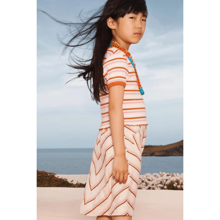 Юбка-миди в полоску из лимитированной коллекции из хлопка и льна