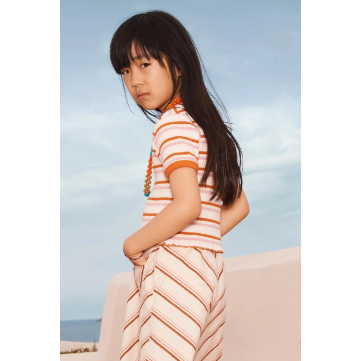 Юбка-миди в полоску из лимитированной коллекции из хлопка и льна