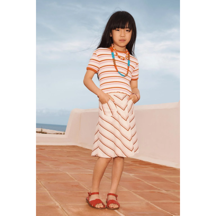 Юбка-миди в полоску из лимитированной коллекции из хлопка и льна