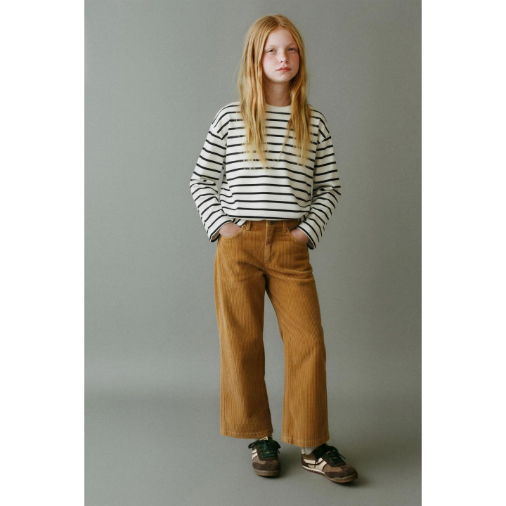 Брюки легкие из микрокордового хлопка с широкими штанинами из ограниченной коллекции