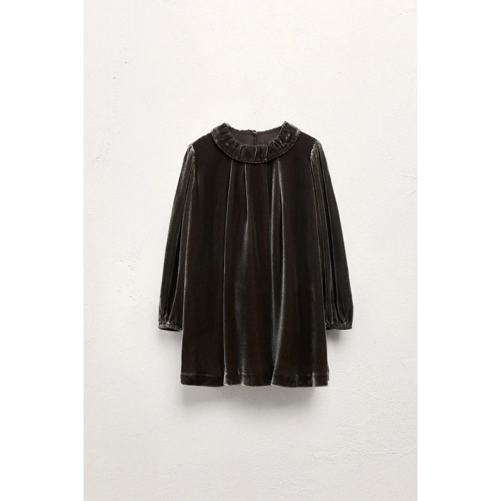 2-5 YEARS/ LIMITED EDITION VELVET DRESS WITH SILK