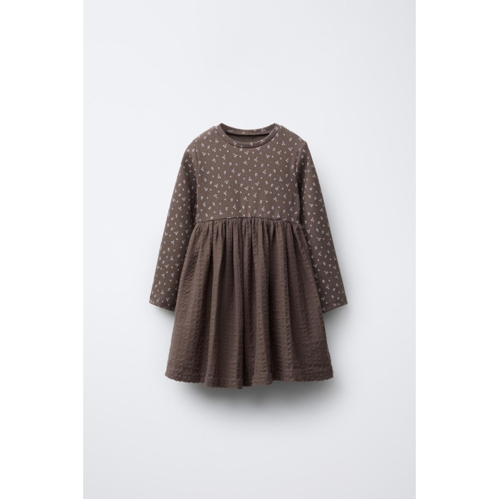 КОМБИНИРОВАННОЕ ПЛАТЬЕ В РУБЧИК С ЦВЕТОЧНЫМ ПРИНТОМ