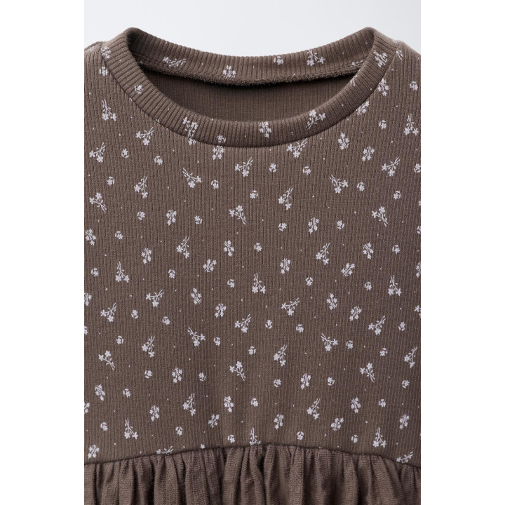 КОМБИНИРОВАННОЕ ПЛАТЬЕ В РУБЧИК С ЦВЕТОЧНЫМ ПРИНТОМ