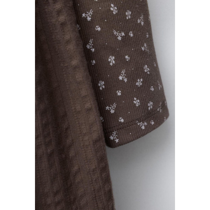 КОМБИНИРОВАННОЕ ПЛАТЬЕ В РУБЧИК С ЦВЕТОЧНЫМ ПРИНТОМ