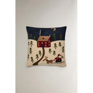 Наволочка подушки рождественский заснеженный дом