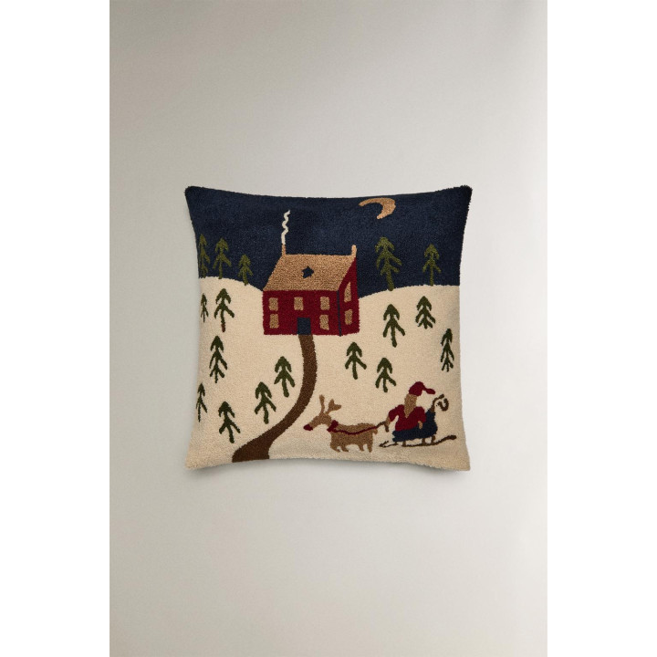 Наволочка подушки рождественский заснеженный дом