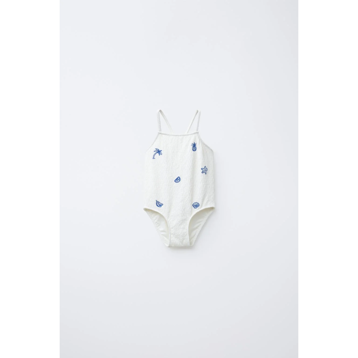 Купальник с вышивкой и текстурой, 2-6 лет