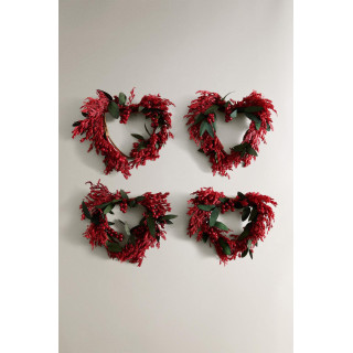 Набор рождественских кольцев для салфеток в виде сердца с листьями (набор из 4 штук)