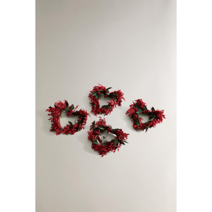 Набор рождественских кольцев для салфеток в виде сердца с листьями (набор из 4 штук)