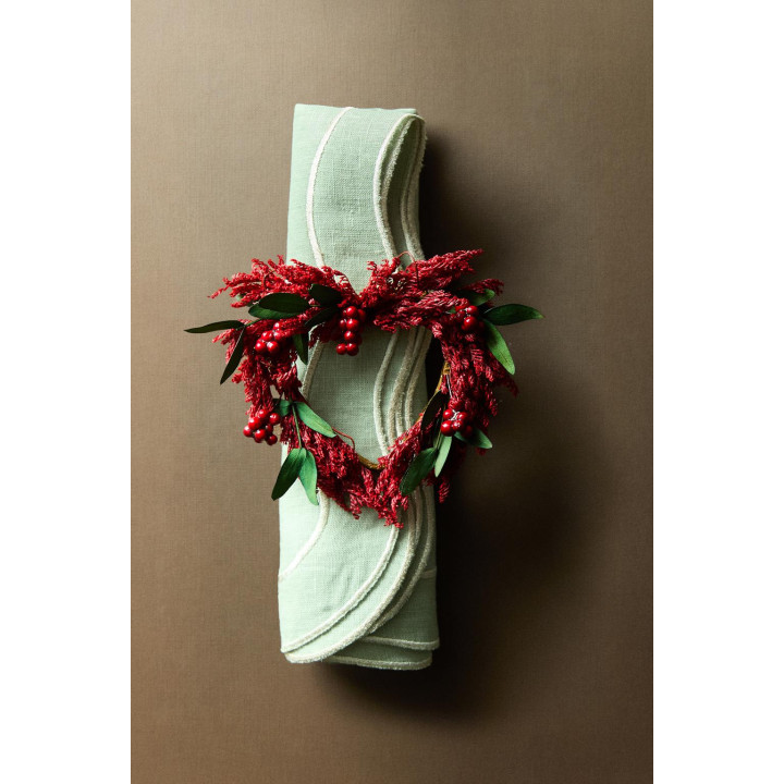 Набор рождественских кольцев для салфеток в виде сердца с листьями (набор из 4 штук)