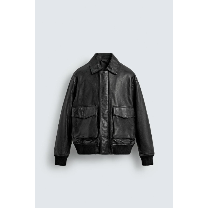 КОЖАНАЯ КУРТКА С КАРМАНАМИ