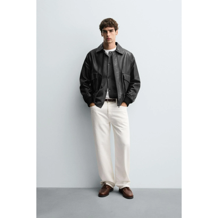 КОЖАНАЯ КУРТКА С КАРМАНАМИ