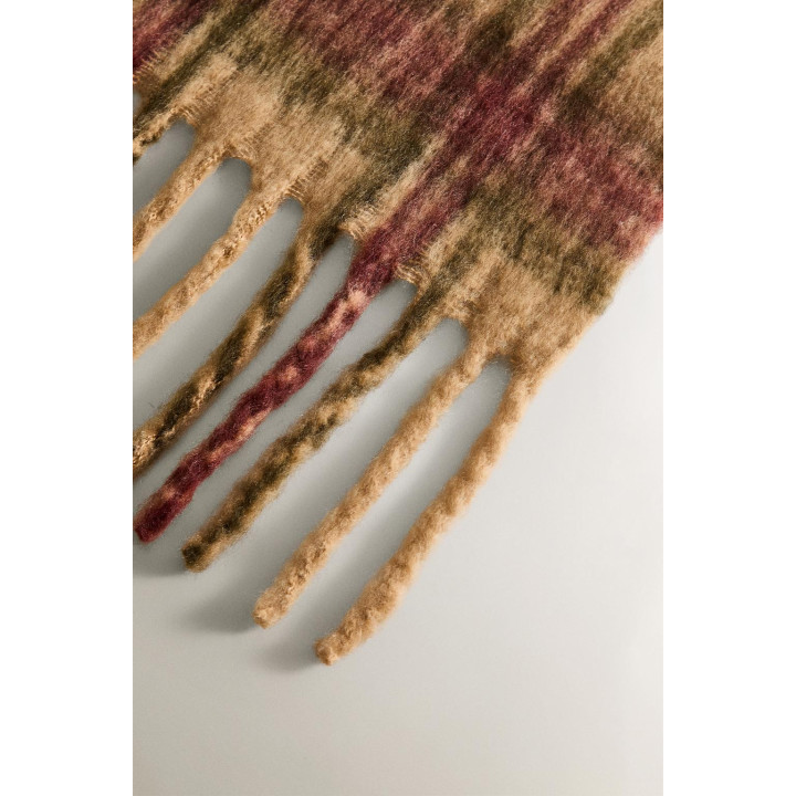 Плед soft check с бахромой