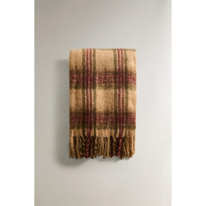 Плед soft check с бахромой