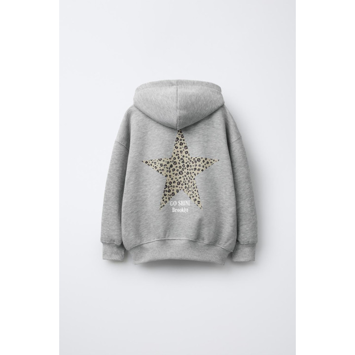 ТОЛСТОВКА С КАПЮШОНОМ И ЗВЕЗДНЫМ АНИМАЛИСТИЧНЫМ ПРИНТОМ